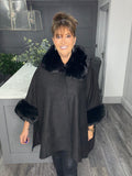 Chelsea luxury suede feel swing poncho-Black
