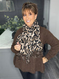 Ultra soft winter leopard tassel scarf