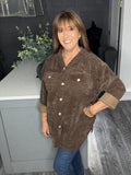 Chenille cord military hoody -Chocolate