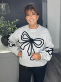 Soft and cosy Bow jumper-Grey