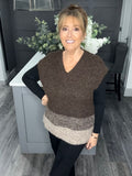 Italian stripe knitted slouch tank top-Chocolate/Mocha