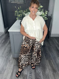 Chocolate abstract animal print trouser