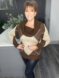 Argyle Bardot jumper-Chocolate