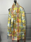 Winter paisley print reversible scarf-Khaki