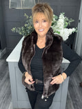 Lottie faux fur gilet-Rich chocolate