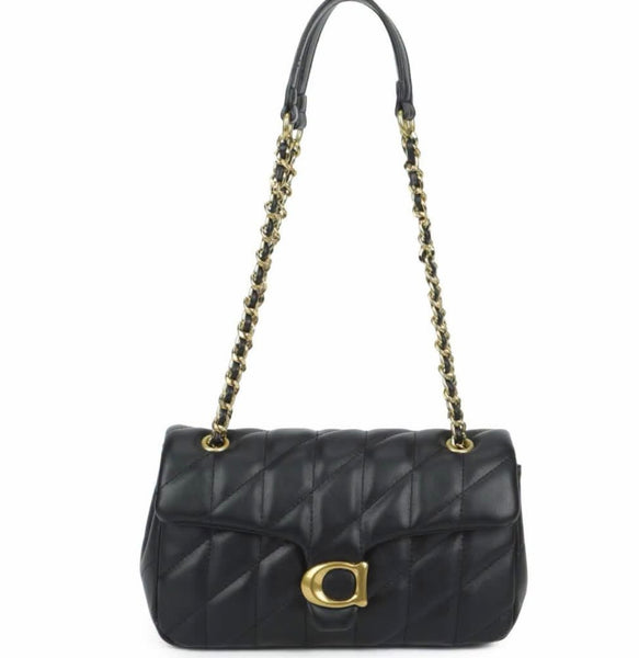 Quilted chain shoulder bag-Black
