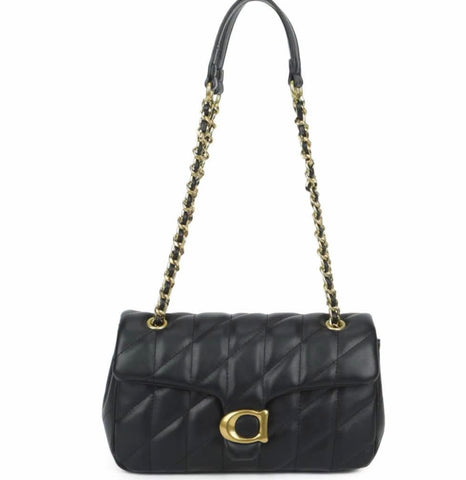 Quilted chain shoulder bag-Black