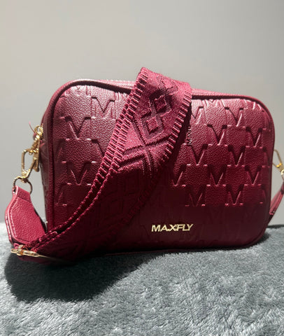 Double zipper crossbody bag-Burgundy