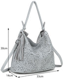 Tassel artisan hobo bag in bag set-Beige