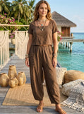 Front pocket tulip barrel leg trousers