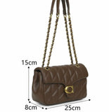 Quilted chain shoulder bag-Chocolate