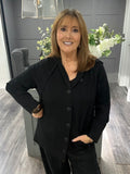 Italian cashmere blend hooded cardigan-Black