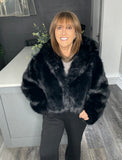 Mayfair faux fur hooded jacket-Black