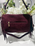 Soft faux suede ring tassle bag-Wine