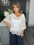 White crochet top with vest