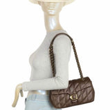 Quilted chain shoulder bag-Chocolate