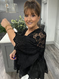 Alexa lace crochet shrug/cardigan-Black