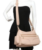 Soft double zip shoulder crossbody bag-Black