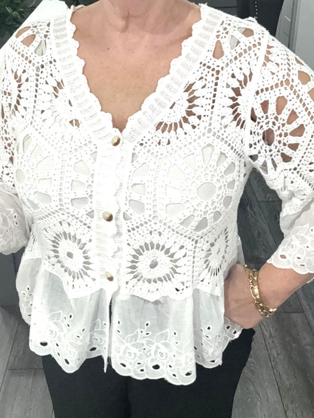 Rachel crochet top-White