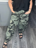 Denim camo barrel leg trouser-Khaki