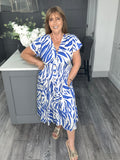 Zebra midi dress-Cobalt