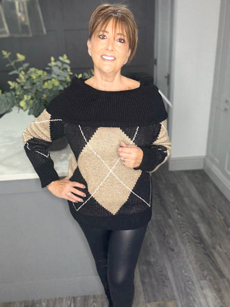 Argyle Bardot jumper-Black