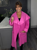 Lottie waterfall soft boucle coat-Fuchsia