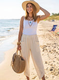 Front pocket tulip barrel leg trousers