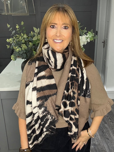 Soft Taupe Zebra scarf