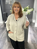 Italian cashmere blend hooded cardigan-Oatmeal