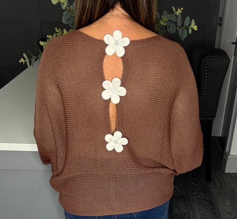 Daisy back knitted top -Chocolate