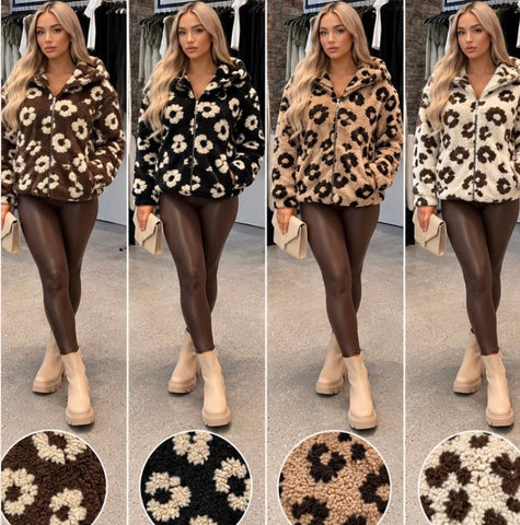 Cream daisy zip fleece hoody