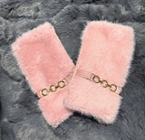Stunning lux Pink faux fur fingerless gloves