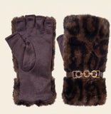 Stunning lux faux fur animal print fingerless gloves