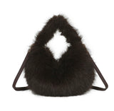 Chocolate fluffy faux fur shoulder/crossbody bag