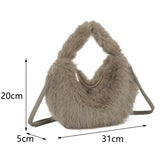 Chocolate fluffy faux fur shoulder/crossbody bag
