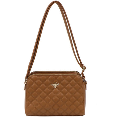 Bee quilted bag-Tan