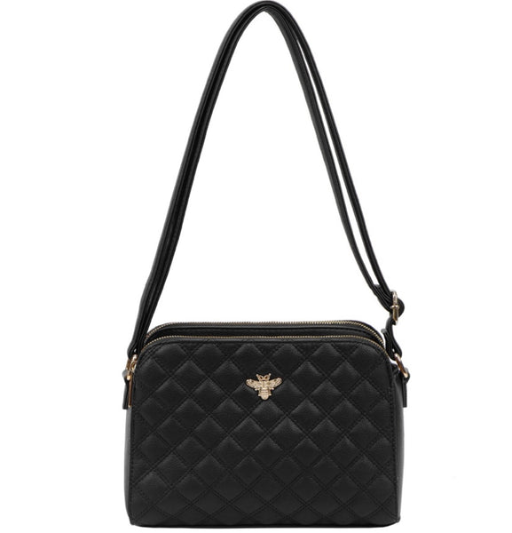Bee quilted bag-Black