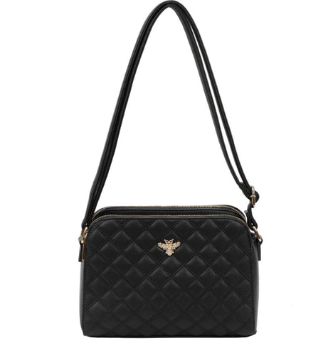 Bee quilted bag-Black