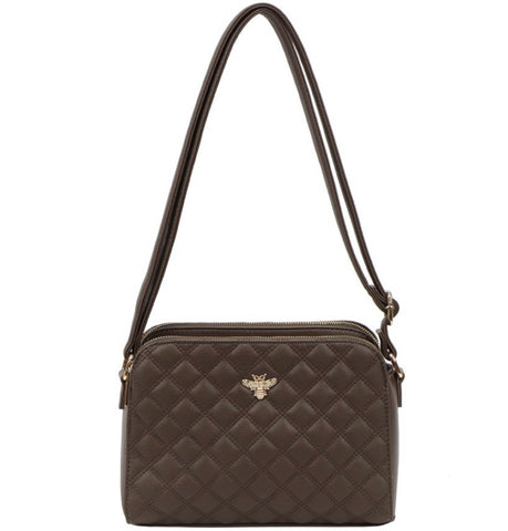 Bee quilted bag-Chocolate