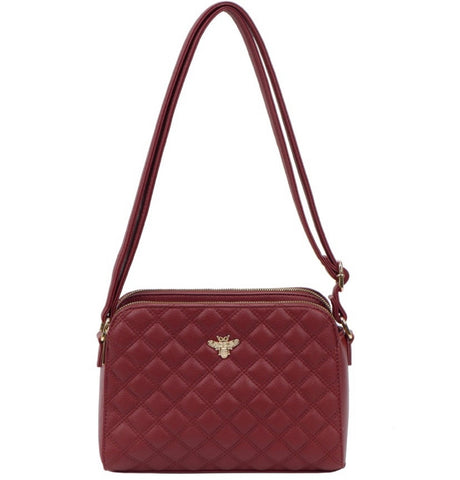 Bee quilted bag-Berry