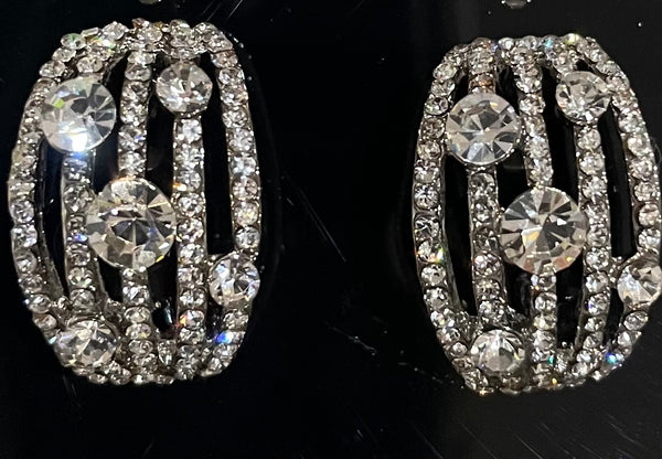 Silver tone diamanté pierced earrings