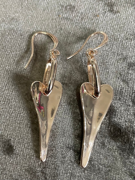 Rose gold finish abstract heart drop earrings